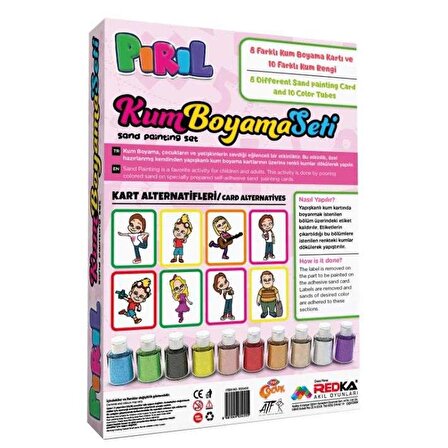 Redka Pırıl Kum Boyama Seti 8 Farklı Kart + 10 Renk Kum
