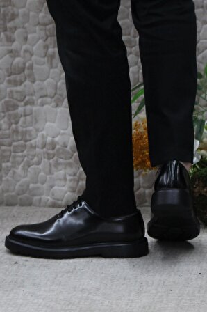 Mehmet Mete 2744 Siyah Açma İç Ve Dış Hakiki Deri Kalın Taban Erkek Ayakkabı