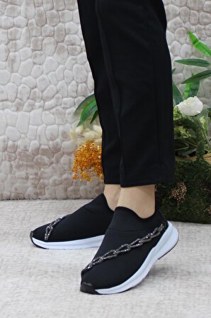 Mehmet Mete 34-P12 Fashion Zincirli Taşlı Spor Tarzı Kadın Ayakkabı