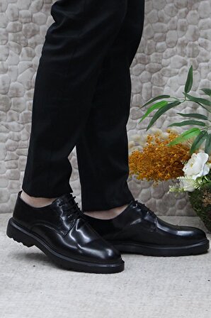 Mehmet Mete 2746 Siyah Açma İç Ve Dış Hakiki Deri Kalın Taban Erkek Ayakkabı
