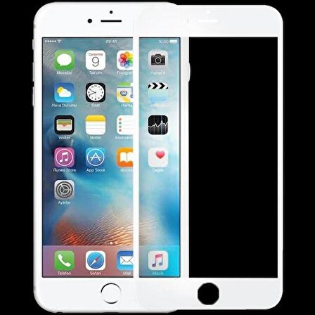 Atb Design iPhone 7 Plus/8 Plus 7d Temperli Kavisli Kırılmaz Ekran Koruyucu Beyaz NEW0004