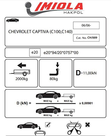 Hakpol - Chevrolet Captiva 2006 Ve Sonrası Çeki Demiri