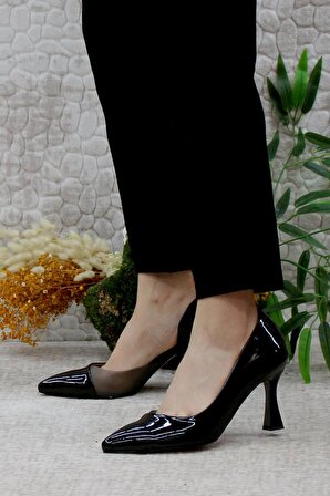 Mehmet Mete 751 Şeffaf Detaylı Stiletto Topuklu Kadın Ayakkabı