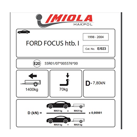 Hakpol Ford Focus Hatchback I  1998-2004 Çeki Demiri