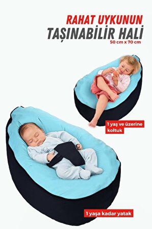 Bebek Reflü Yatağı Bebek Yatağı Fermuarlı Bebek Yatak Yıkanabilir Kılıf  Mavi