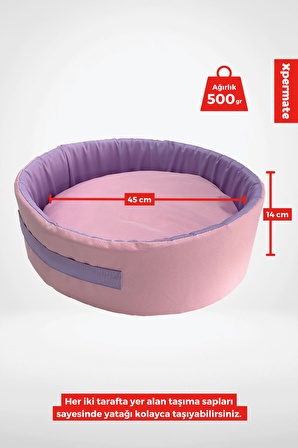 XPERMATE Sünger Simit Küçük Irk Köpek Yatağı Ve Kedi Yatağı 45 Cm Pembe Lila