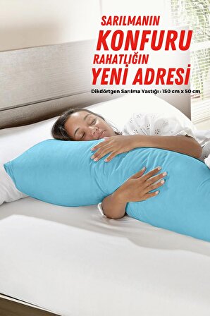 XPERMATE Sarılma Yastığı , Uyku Yastığı , Bacak Arası Yastığı Dikdörtgen 150x50 cm Mavi