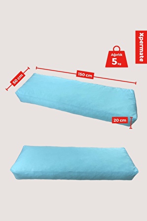 XPERMATE Sarılma Yastığı , Uyku Yastığı , Bacak Arası Yastığı Dikdörtgen 150x50 cm Mavi