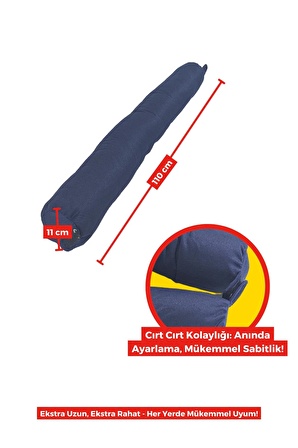 XPERMATE Fermuarlı Seyahat Yastığı Cırt Cırtlı Seyahat Boyun Yastığı Yolculuk Yastığı 110cm Lacivert