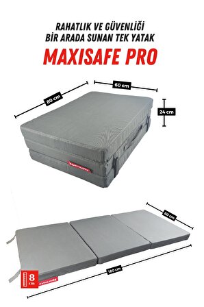 XPERMATE MaxiSafe Pro Şantiye Yatağı 80x180x8 cm Fermuarlı İşçi Yatağı Sünger Yatak Antrasit