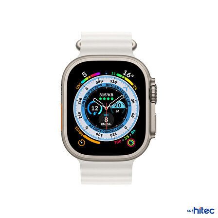 Global T800 Ultra 2023 Android İos Uyumlu Akıllı Saat Gümüş Kasa Beyaz Kordon