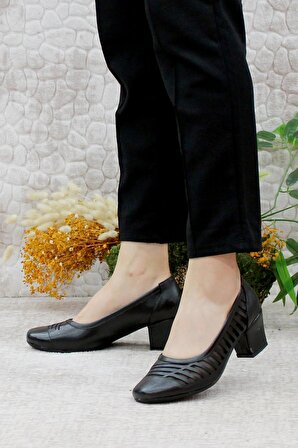 Mehmet Mete 8627 Fileli Taşlı Klasik Topuklu Kadın Ayakkabı