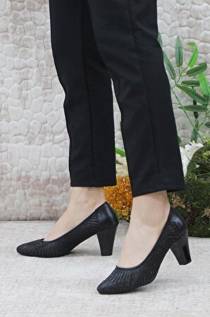Mehmet Mete 9142 Fileli Taşlı Klasik Topuklu Kadın Ayakkabı