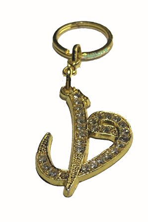 Elif Vav Metal Taşlı Anahtarlık Gold Renk Sonsuzluk İşaretli Hediyelik Anahtarlık Çanta Aksesuarı