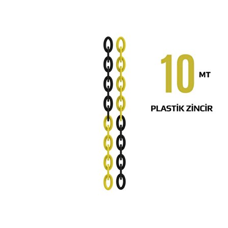 6 Mm Plastik Zincir 5 Metre Sarı-Siyah Şeritli Mfk