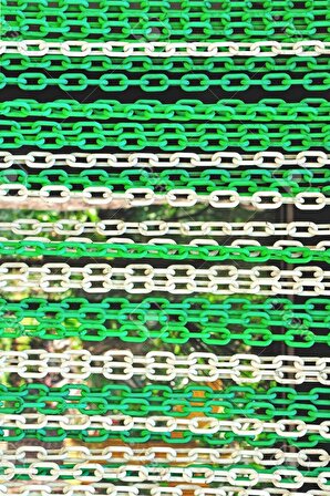 Mfk 8 Mm 15 Metre Yeşil Beyaz Plastik Tafik/Park Zincir