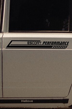 Ford Escort Yan Şerit Performance Oto Araba Sticker Sağ ve Sol Siyah 55*16 Cm