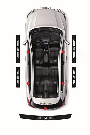 Peugeot 408 Uyumlu Kapı Bagaj Eşik Koruyucu Set Karbon Çizilme Engelleyici Folyo 408 Yazılı