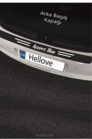 Hyundai Accent Blue Uyumlu Kapı Bagaj Eşik Koruyucu Set Karbon Çizilme Engelleyici Folyo Accent Blue Yazılı