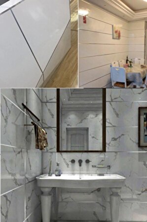 1 Cm Kalın 50 Metre Tuvalet Mutfak Banyo Fayans Mermer Arası Şerit Bant Gümüş Banyo Mutfak Bant