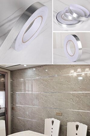 1 Cm Kalın 50 Metre Tuvalet Mutfak Banyo Fayans Mermer Arası Şerit Bant Gümüş Banyo Mutfak Bant