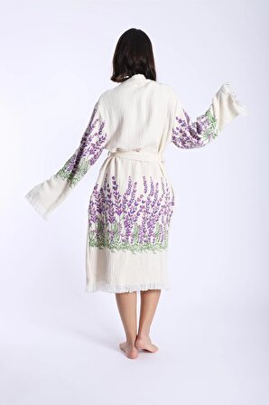 CEPLİ 4 KAT MÜSLİN kumaşdan pamuklu Peştemal Bornoz Kimono Kaftan, torba gizli cepli
