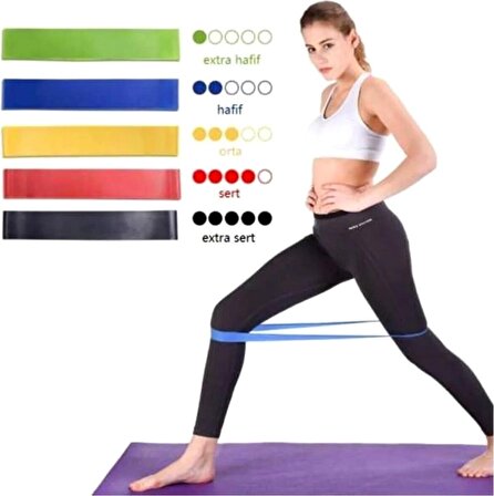 5 Kademeli Set Pilates Band Pilates Bandı Aerobik Yoga Direnç Lastiği Pilates Lastigi Plates Bant