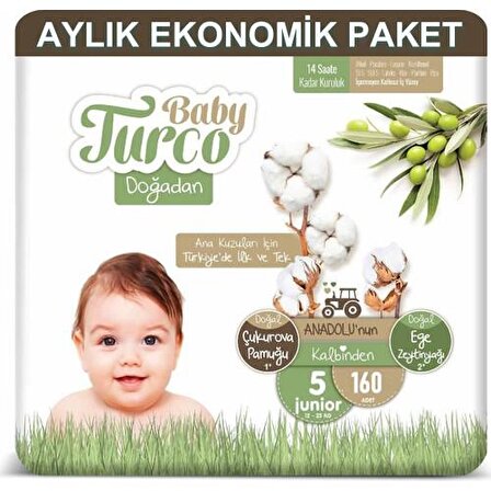 Baby Turco Doğadan 5 Numara Junior 160'lı Bel Bantlı Bez