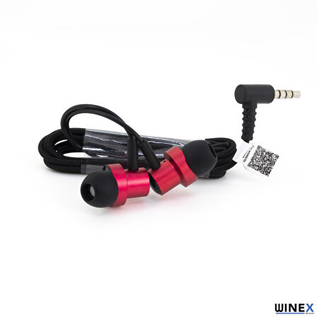 Global Mıknatıslı Metal Mikrofonlu Kablolu Kulakiçi Kulaklık Kırmızı WNE0103