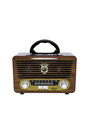 M115 Şarjlı Nostaljik Radyo Usb/sd/mp3 Bluetooth Kahve Açık