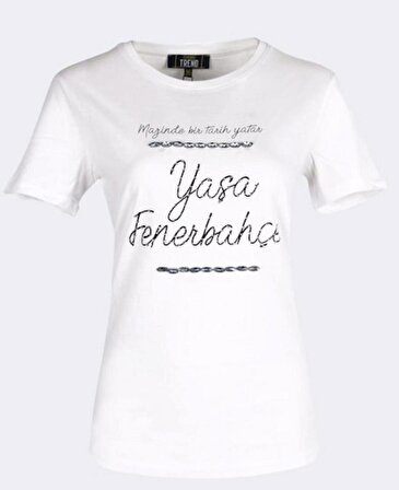 Fenerbahçe Orijinal Kadın Önü Taşlı Tshirt