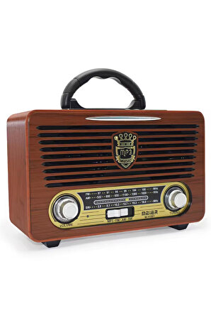 M115 Şarjlı Nostaljik Radyo Usb/sd/mp3 Bluetooth Kahve Koyu