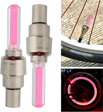 4 Adet PEMBE Hareket Sensörlü Işıklı Sibop Kapağı Lambası Araba Bisiklet Jant Işığı Jant Lambası