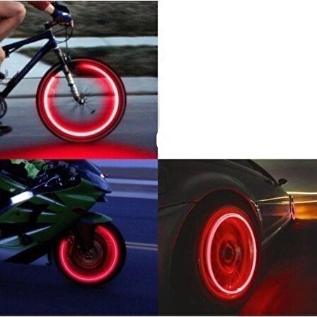 4 Adet PEMBE Hareket Sensörlü Işıklı Sibop Kapağı Lambası Araba Bisiklet Jant Işığı Jant Lambası