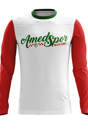 AMED SPOR 0028 ERKEK BEYAZ-KIRMIZI SWEAT