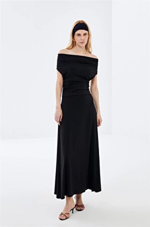 Siyah Multi Fonksiyonel Maxi Örme Elbise
