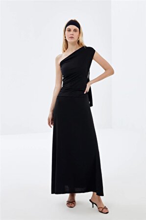 Siyah Multi Fonksiyonel Maxi Örme Elbise