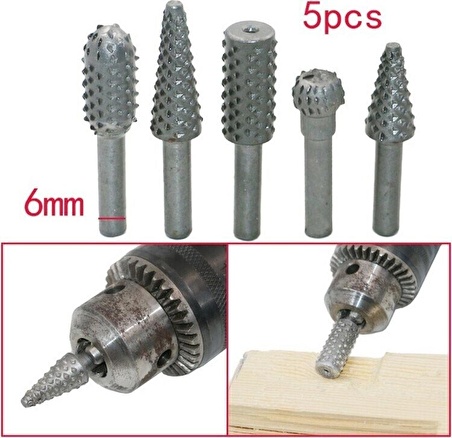  Ahşap Oyma Seti Matkap Için 5 Li Ahşap ve Su Kabağı Oyma Uç Takımı 6mm