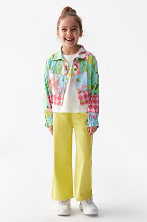 Kız Çocuk Limon Çiçekli Mevsimlik Ceket 36554
