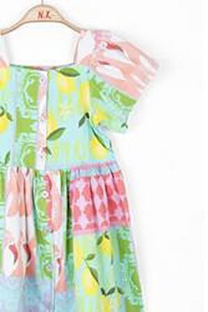 Kız Çocuk Limon Çiçekli Elbise 76512