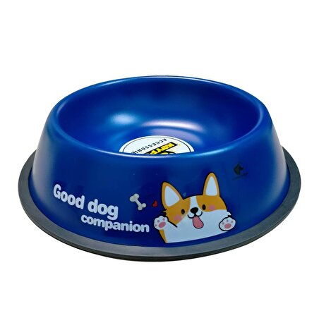 Keypet Renkli Çelik Kedi ve Köpek Mama Kabı 15 cm (Mavi)