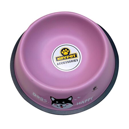 Keypet Renkli Çelik Kedi ve Köpek Mama Kabı 15 cm (Pembe)