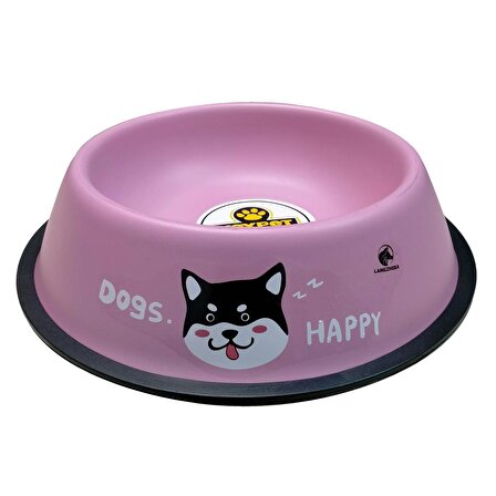 Keypet Renkli Çelik Kedi ve Köpek Mama Kabı 15 cm (Pembe)