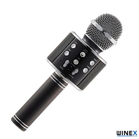 Global UsbA+TF Sd Kart+3.5mm Aux Girişli Bluetooth Karaoke Mikrofonu Siyah WNE0068
