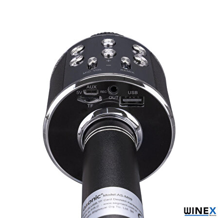 Global UsbA+TF Sd Kart+3.5mm Aux Girişli Bluetooth Karaoke Mikrofonu Siyah WNE0068