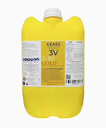Veniv 3V S-80 Gold 20 Lt - Yüksek Kükürt İçerikli Yüksek Kükürt içerikli pH Düzenleyici Kireç Giderici