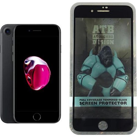 Atb Design iPhone 8 7d Temperli Kavisli Kırılmaz Ekran Koruyucu Siyah NEW0002