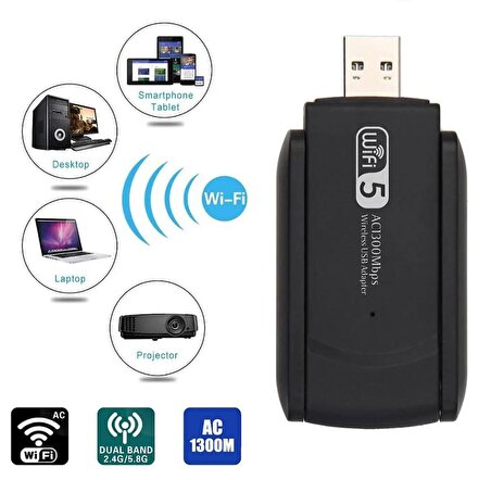 Kablosuz WiFi USB3.0  adaptörü 1300Mbps  Dual Band 2.4G 5Ghz kablosuz WiFi anten USB Ethernet ağ kartı