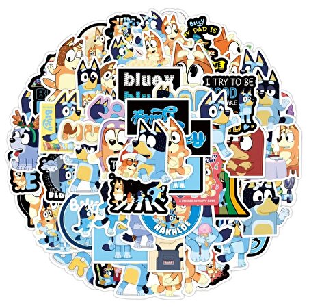 Bluey karakterleri sticker büyük boy 25 li