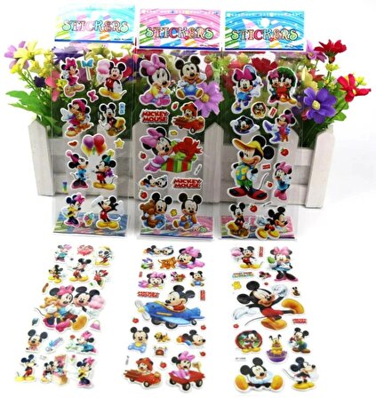 Mickey Mouse ve Minnie Mouse Karakterleri 3 set kabartmalı sticker